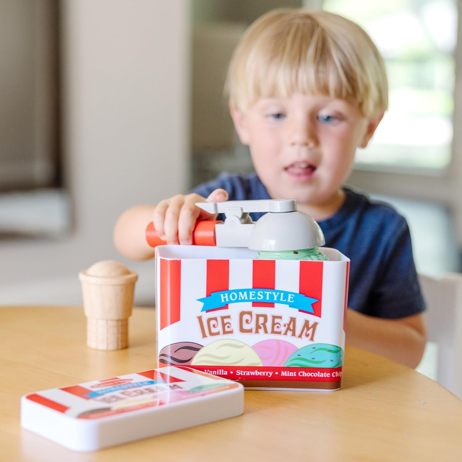 Melissa & Doug Scoop and Stack Ice Cream Cone Wooden Magnetic Pretend