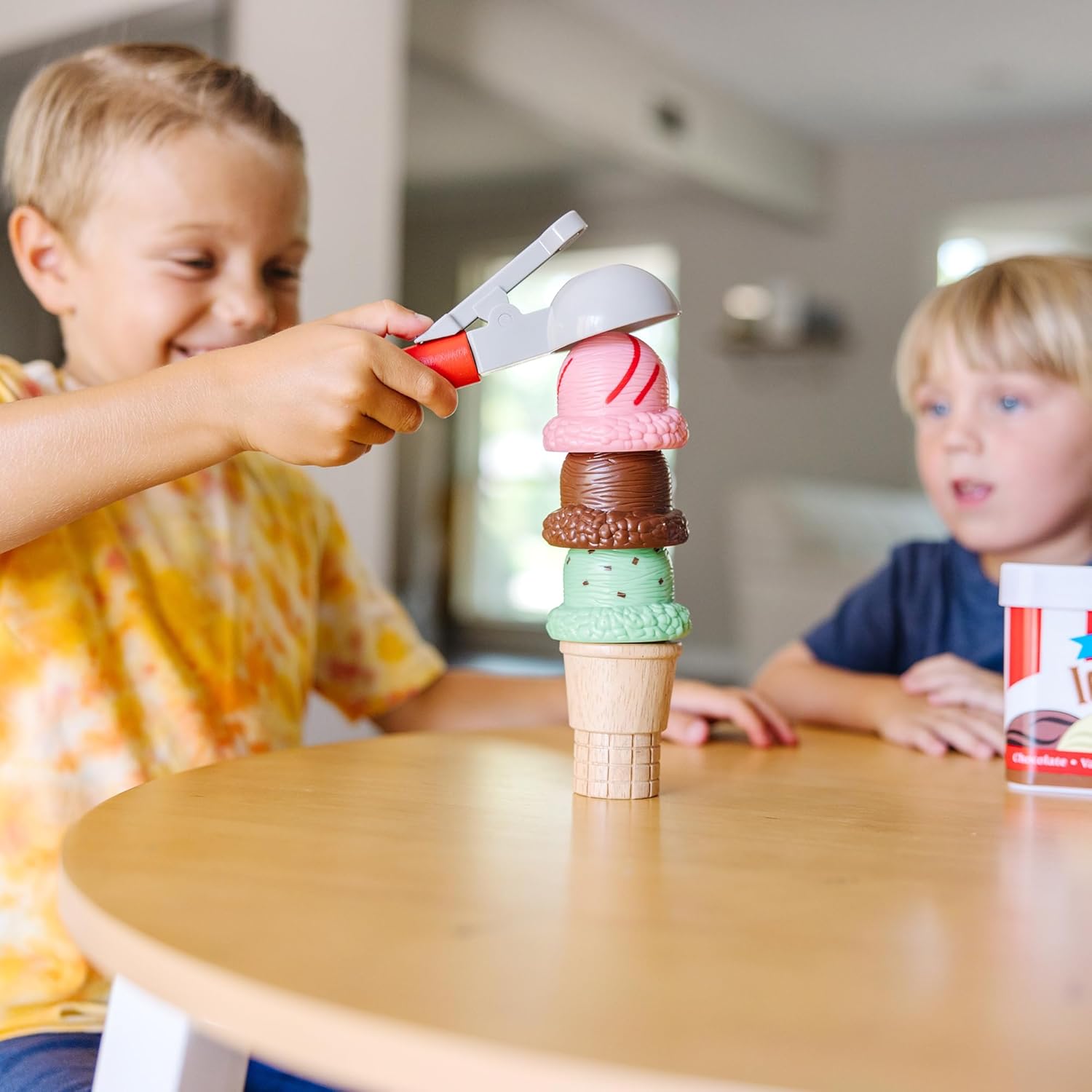 Melissa & Doug Scoop and Stack Ice Cream Cone Wooden Magnetic Pretend