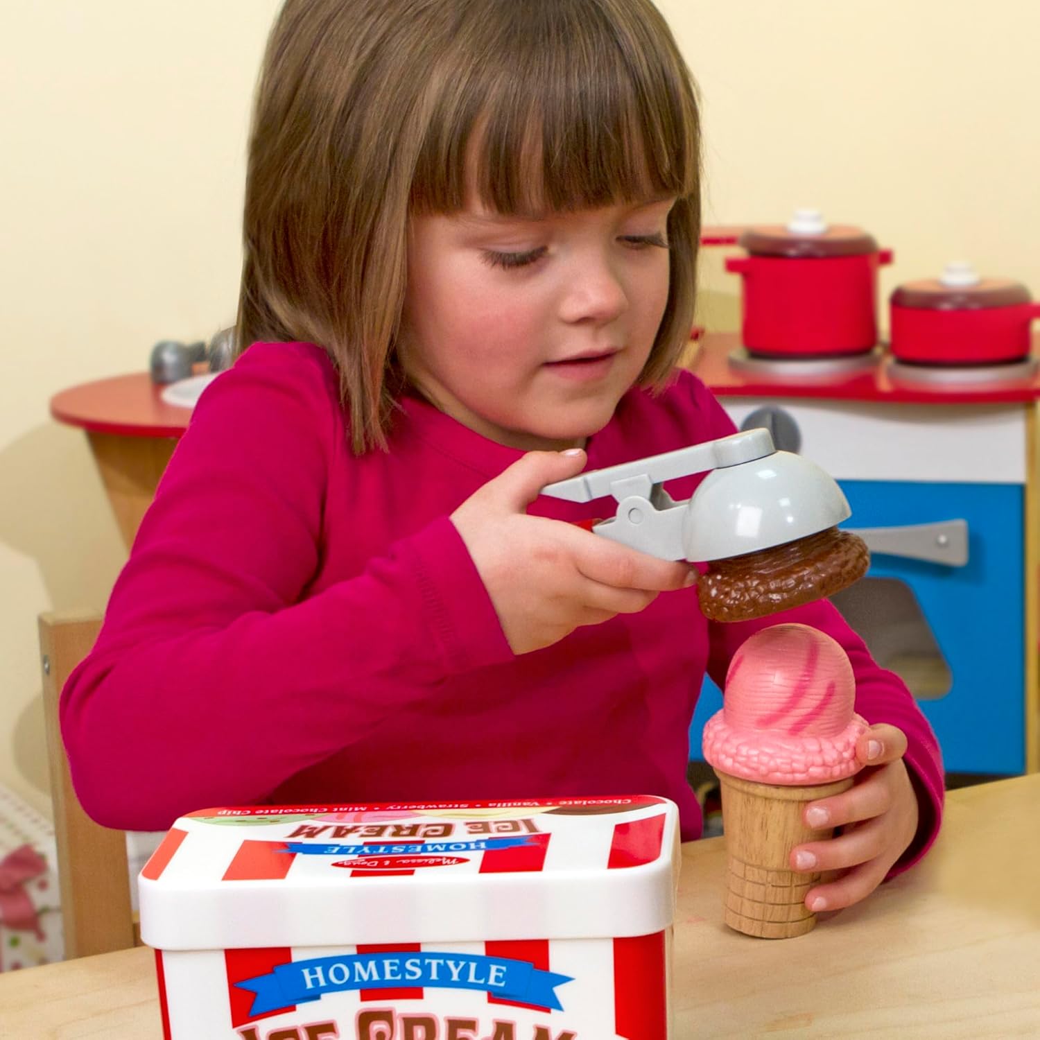 Melissa & Doug Scoop and Stack Ice Cream Cone Wooden Magnetic Pretend