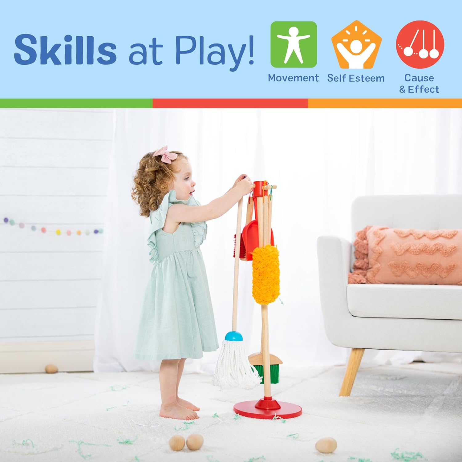 Melissa & Doug Dust! Sweep! Mop! 6-Piece Pretend Play Set