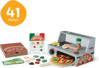 Melissa & Doug Top & Bake Wooden Pizza Counter Play Set with Play Food