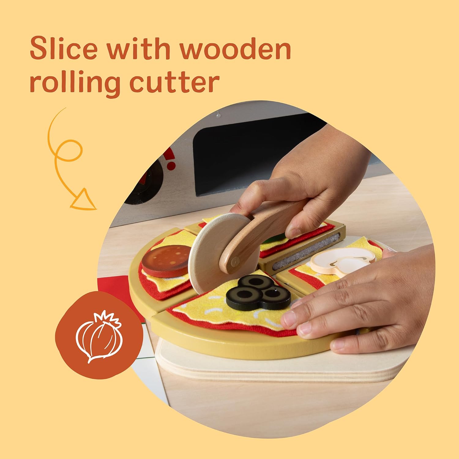 Melissa & Doug Top & Bake Wooden Pizza Counter Play Set with Play Food