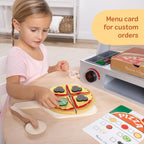 Melissa & Doug Top & Bake Wooden Pizza Counter Play Set with Play Food