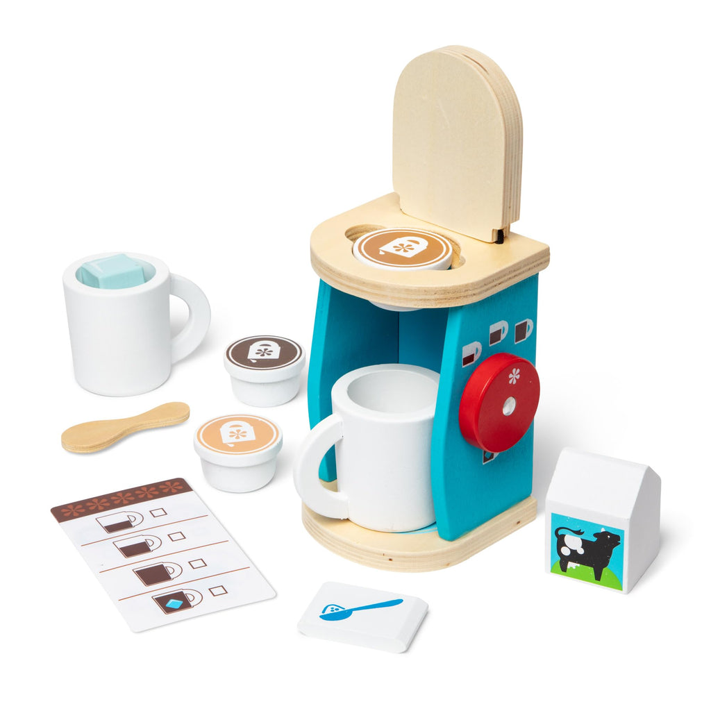 Melissa & Doug 11-Piece Brew and Serve Wooden Coffee Maker Set