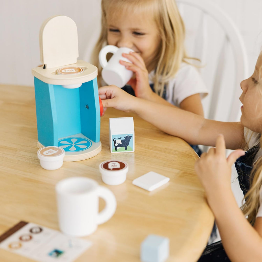 Melissa & Doug 11-Piece Brew and Serve Wooden Coffee Maker Set