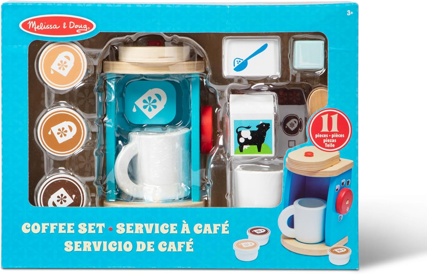 Melissa & Doug 11-Piece Brew and Serve Wooden Coffee Maker Set