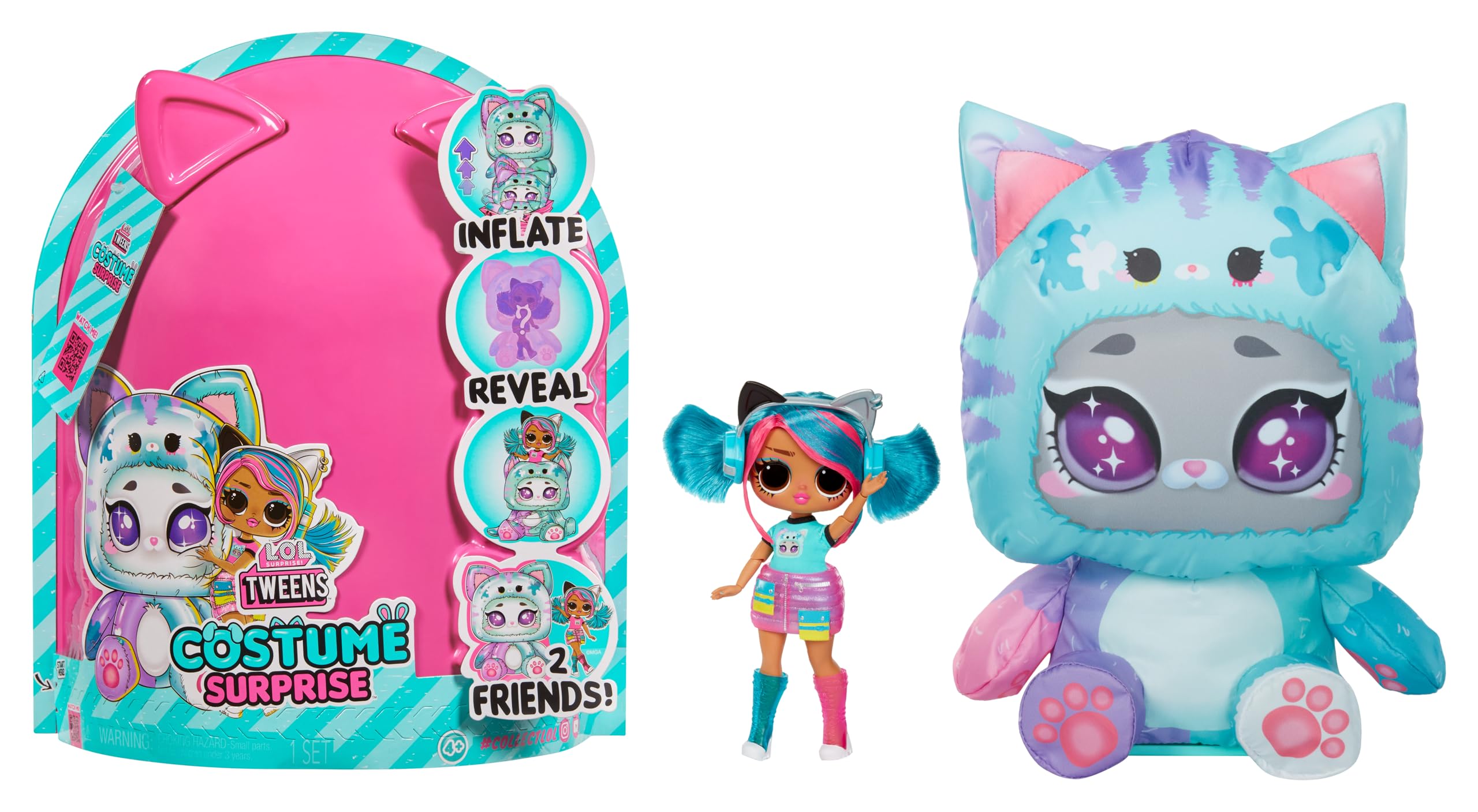 LOL Surprise Tweens Costume Surprise Emma Emo Fashion Doll with Inflatable Teal Kitty Pet Costume and Multiple Surprises Including Fabulous Fashions & Accessories – Great Gift for Kids Ages 4+ One Size