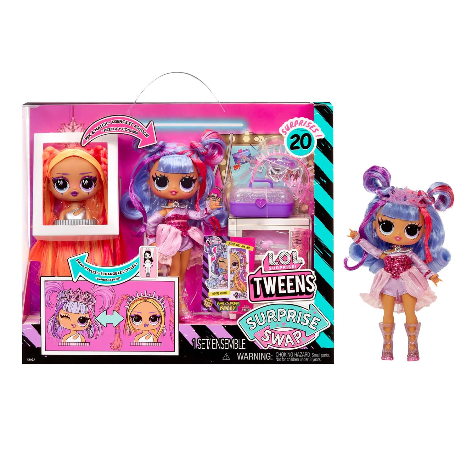L.O.L. Surprise! Tweens Surprise Swap Fashion Doll Buns-2-Braids Bailey