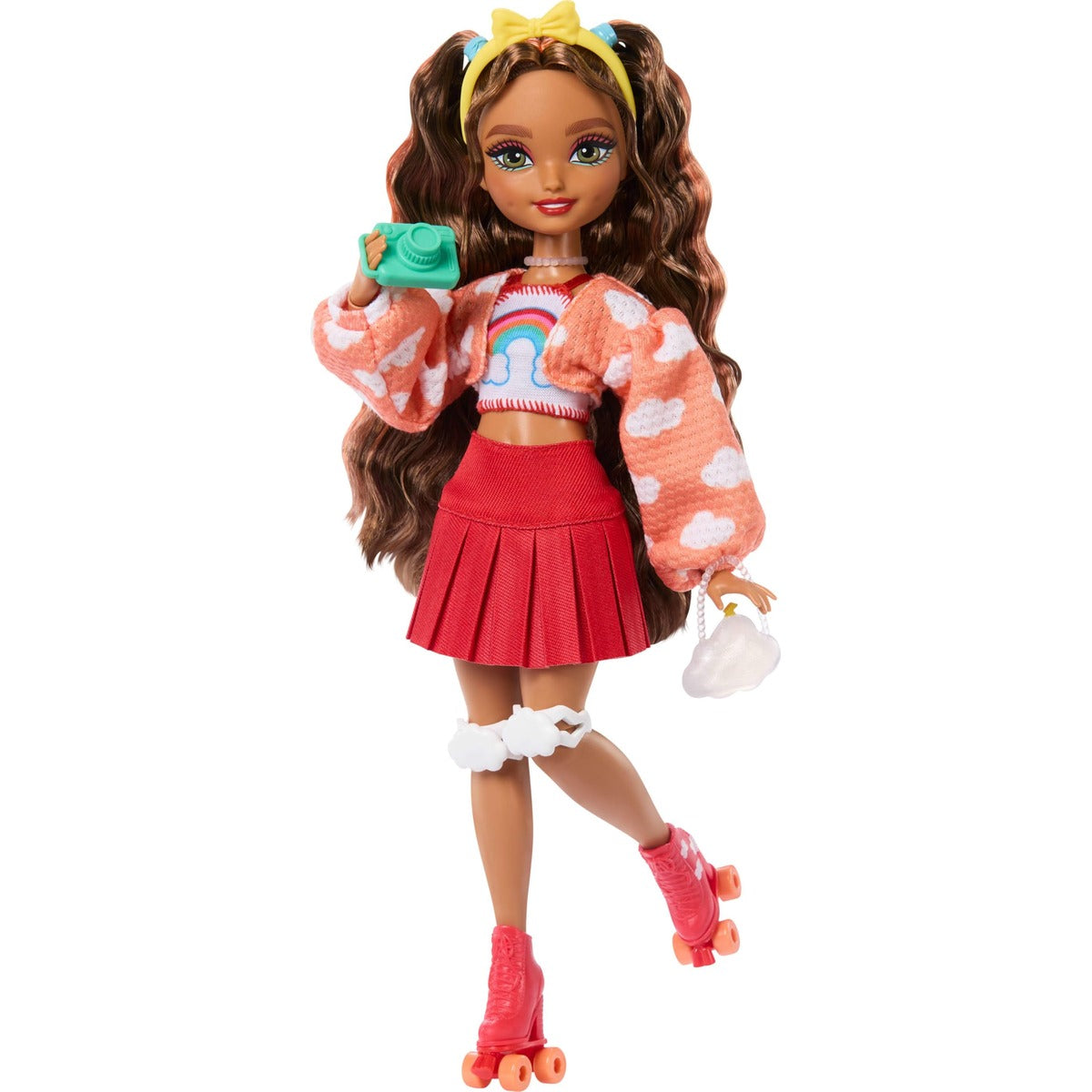 Barbie Dream Besties Doll and Accessories, Teresa Posable Roller Skating Fashion Doll with Brown Hair, 9Video Game Themed Pie