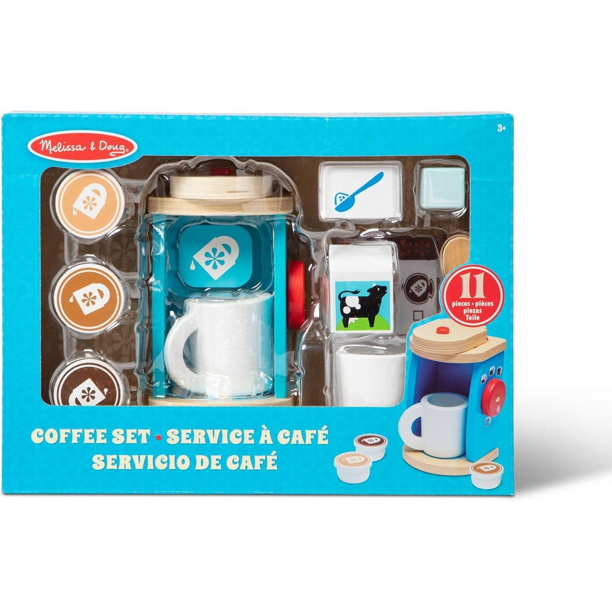 Melissa & Doug 11-Piece Brew and Serve Wooden Coffee Maker Set