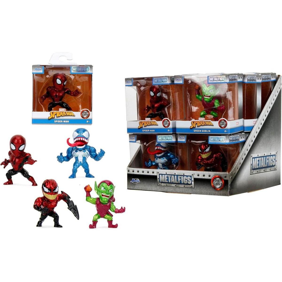 Jada Toys Marvel Spider-Man Figure (1 Piece) - 1 of 4 Collectible Metal Figures (Spider-Man, Venom, Green Goblin or Toxin) for Fans and Collectors from 8 Years, Wave 3, Random Selection, 6.5 cm