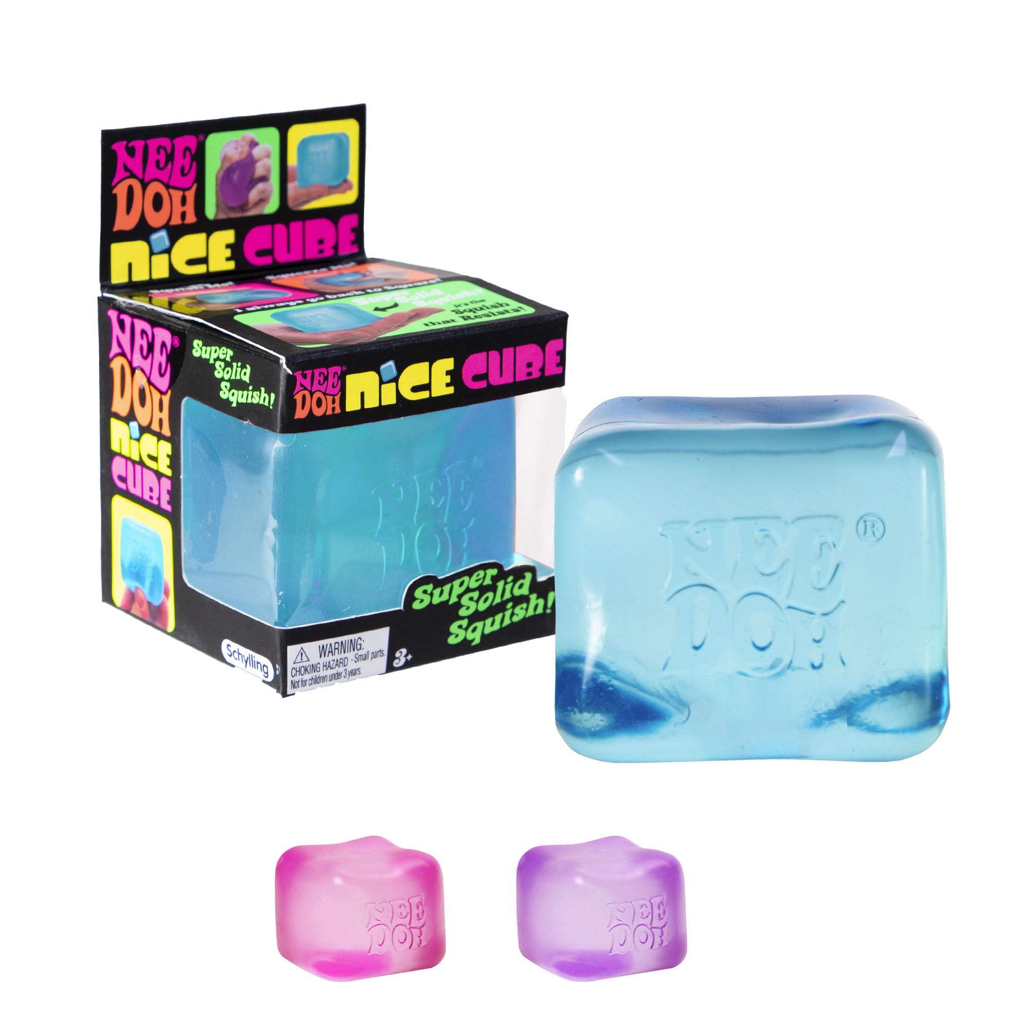 Schylling NeeDoh Nice Cube - Sensory Squeeze Toy with Super Solid Squish - 2.25" Cube - Color May Vary (Pack of 1)