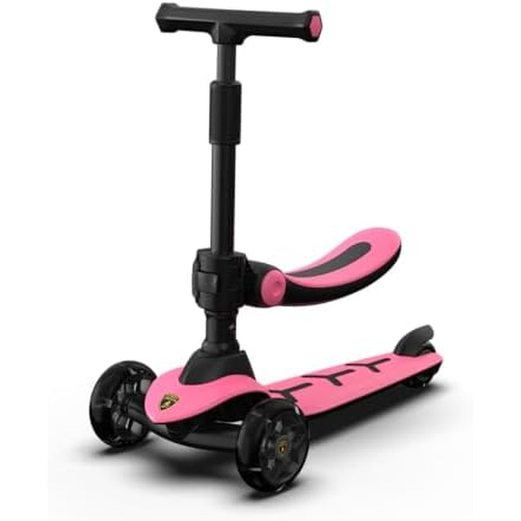 Lamborghini Pink Scooter with seat for Kids Ages 3