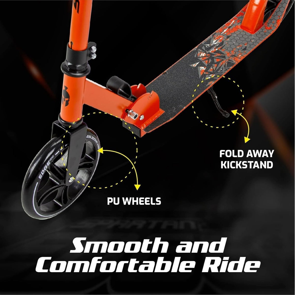 Spartan Edge 200 mm Folding Kick Scooter for Kids & Teens SP-7077 - Big PU Wheels, ABEC-7 Performance Bearings