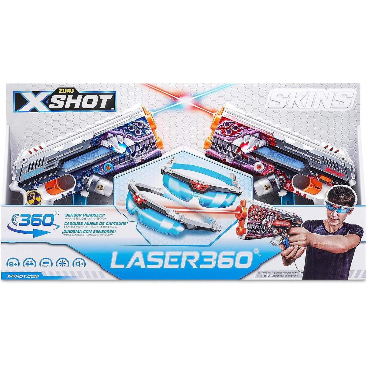 X Shot X-SHOT Laser Skins S1 Laser 360 Pack of 2 Blaster With Sensor Headset,Action Aiming Toy Gun For Kids, Teen, Adults Boy