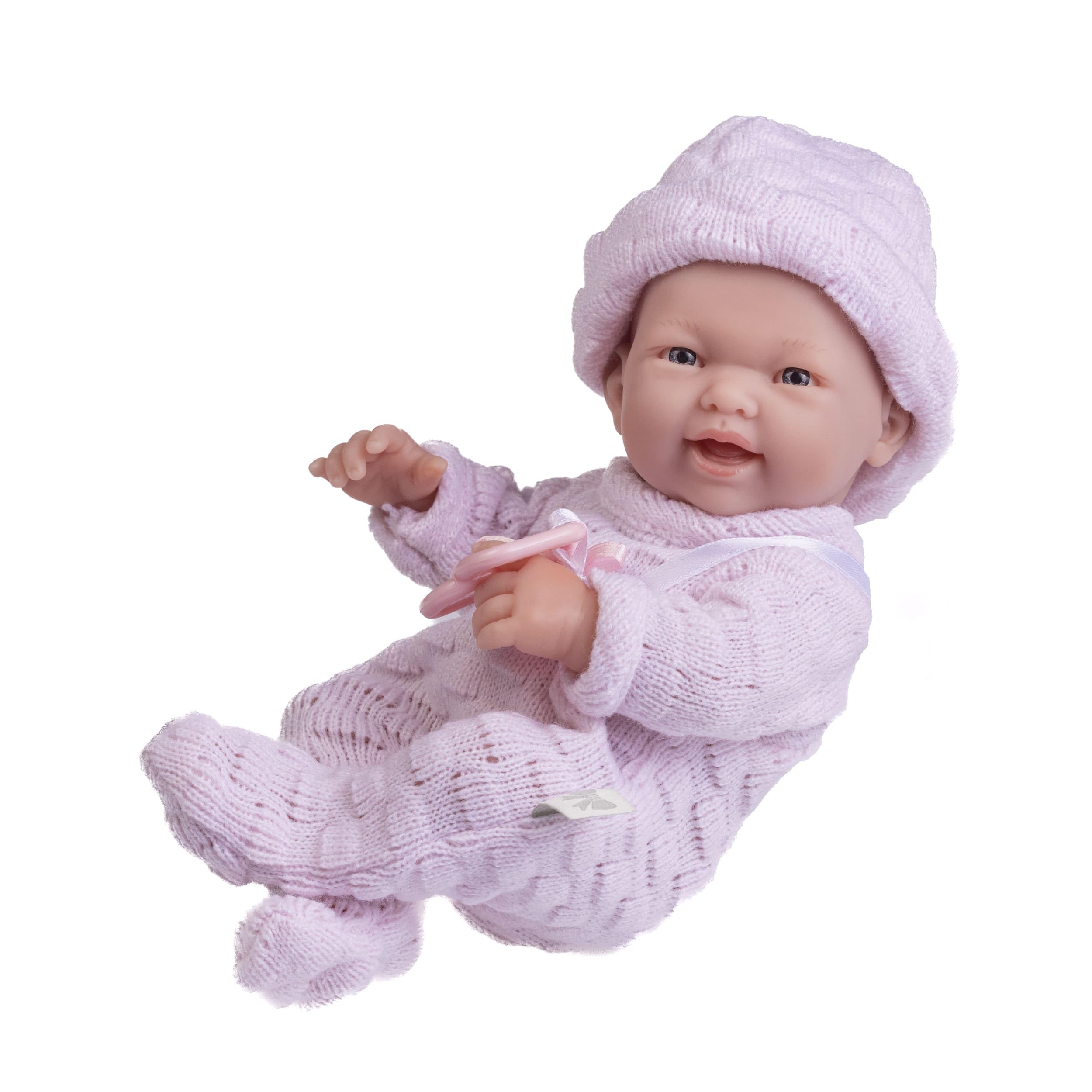 JC Toys - Mini La Newborn First Day | Anatomically Correct Real Girl Baby Doll | 9.5" All-Vinyl | Includes Knit Outfit, Hat and Pacifier | Designed by Berenguer | Ages 2+ , Pink Real Girl - Pink