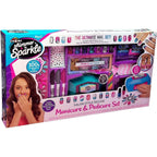 Shimmer N Sparkle Salon Style Manicure & Pedicure Kit with Real Nail Dryer, Soak, Polish and Decorate Accessories for Fun At Home Nail Art and Spa Play