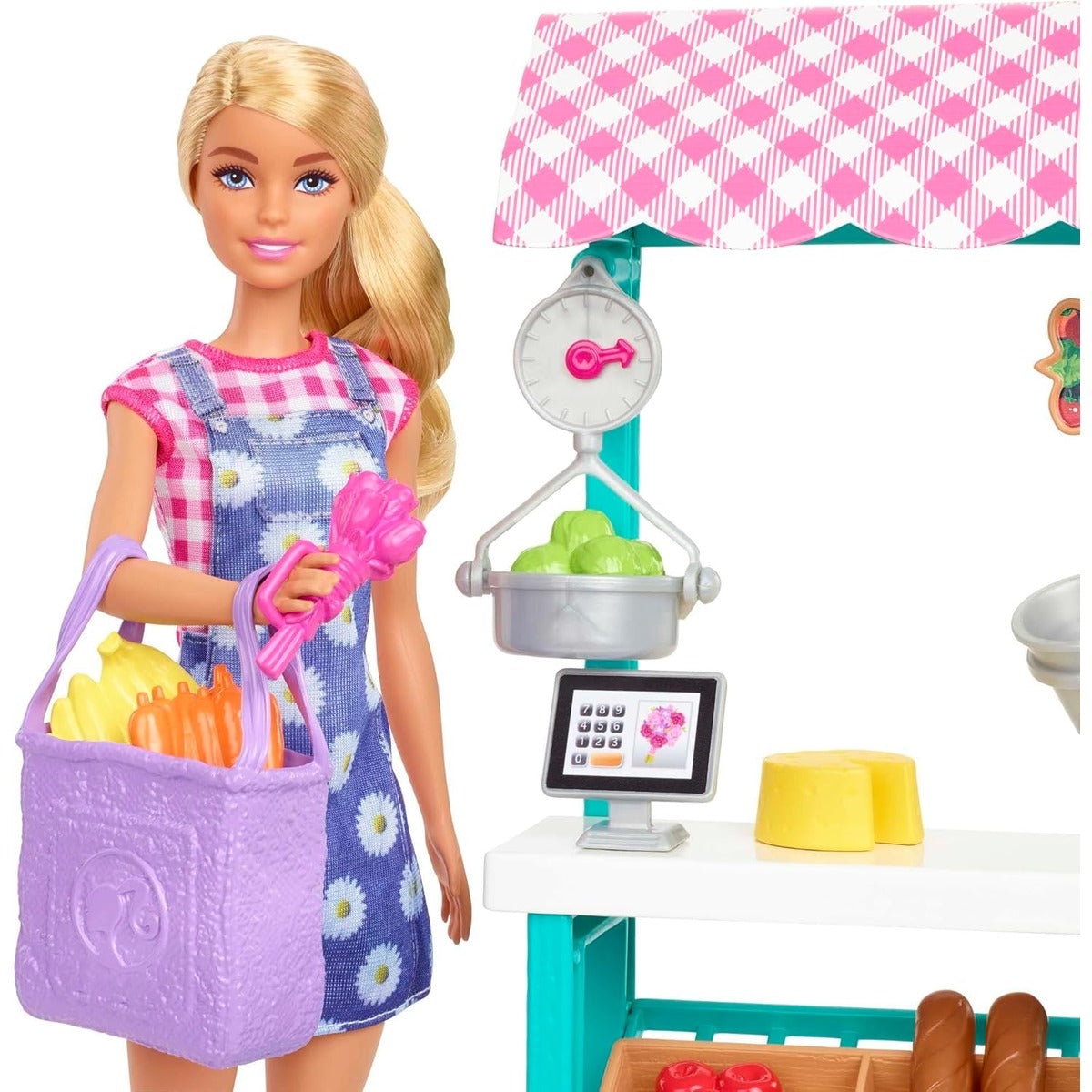 Barbie Careers Playset, Farmers Market Set with Blonde Fashion Doll, Furniture & Accessories Blonde Multicolor