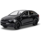 1:28 Scale Electric SUV Car Model Car with Open Up Rear Doors Special Display Base Light and Sound (Black)