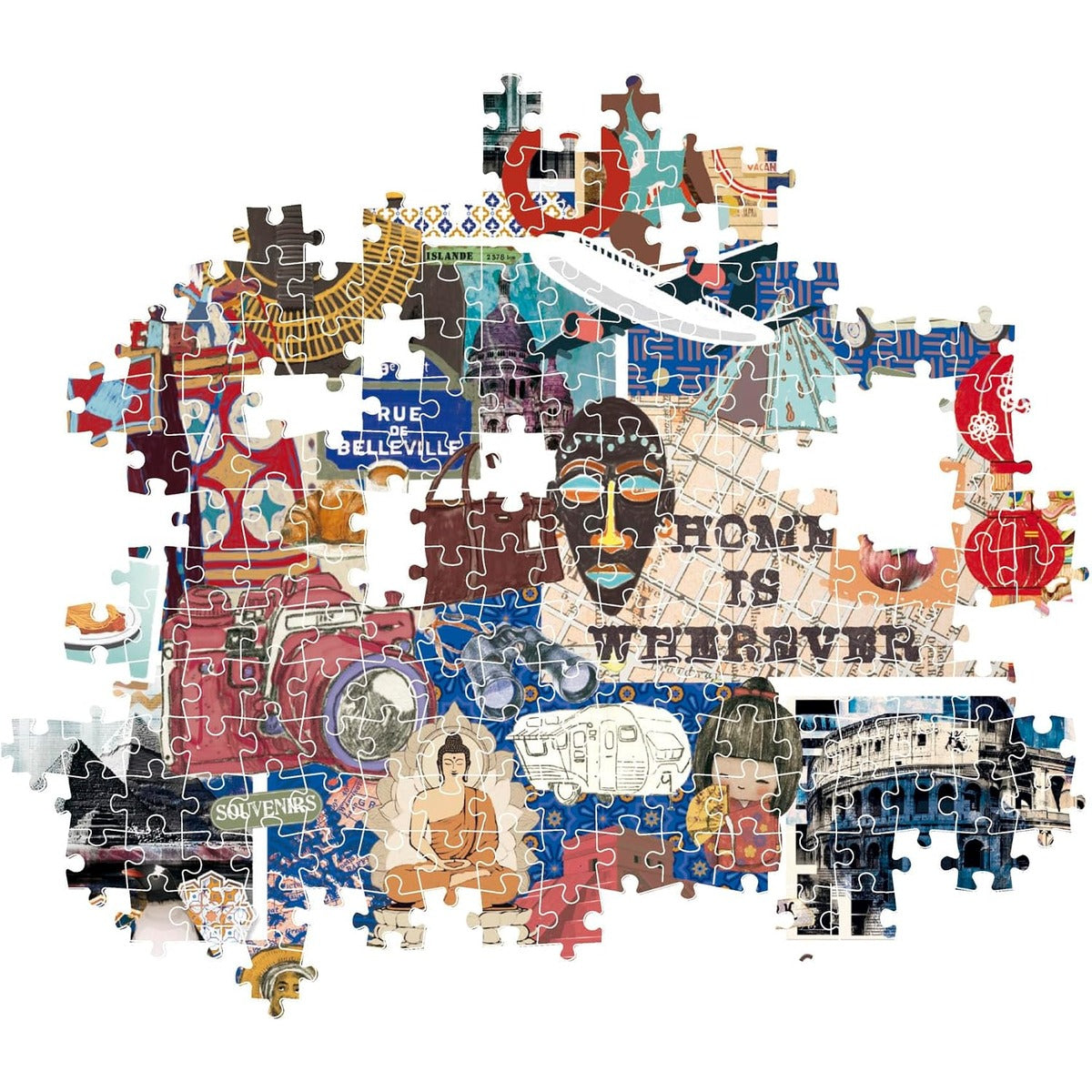 Clementoni - 37072 Jigsaw Puzzle 1000 Pieces for Adults and Children, Special Series, Massimalismo Travel & Culture Theme, Compact Box with Poster Included, Gift Idea for Men and Women, Made in Italy