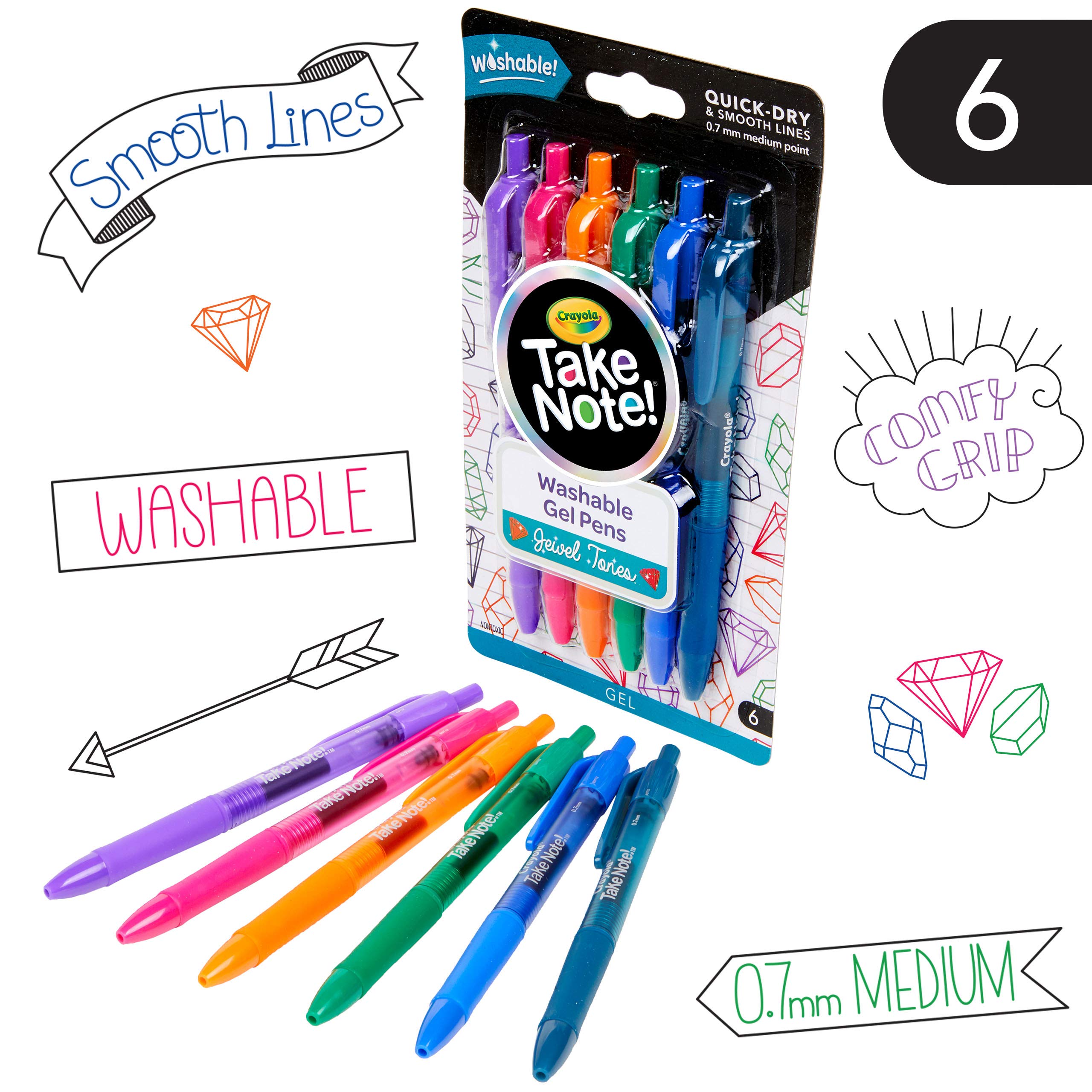 Crayola Washable Gel Pens In Jewel Tones, Office & School Supplies