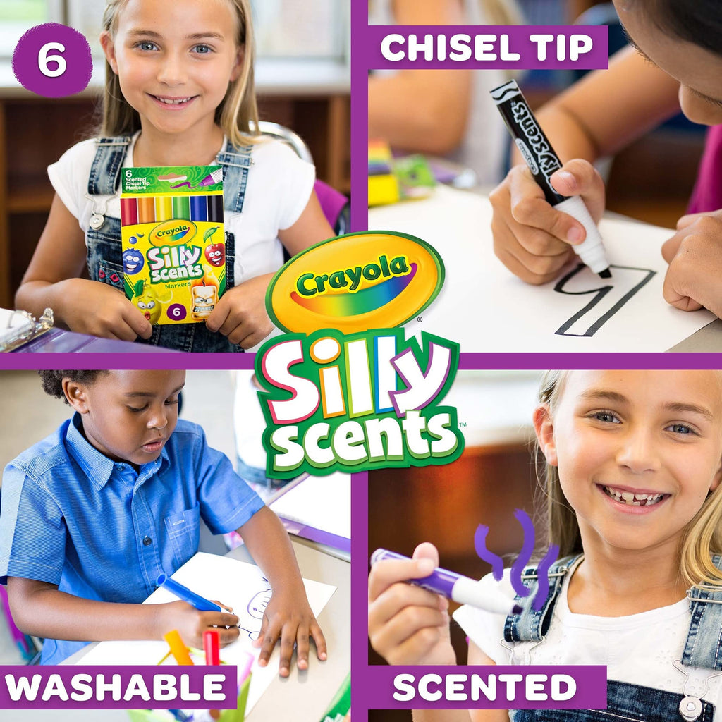 Crayola Silly Scents Scented Markers, Washable, 6Count