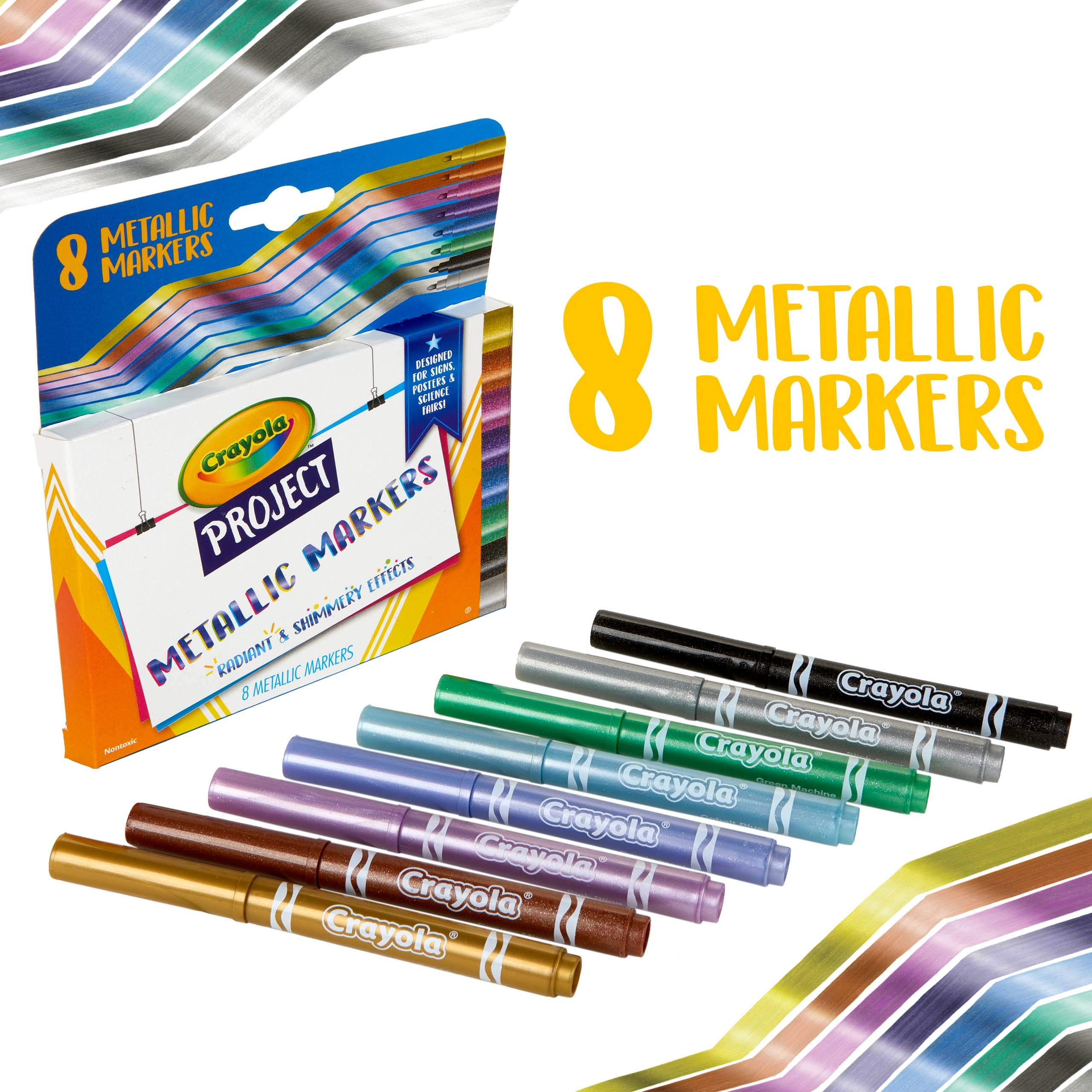 Crayola Metallic Poster Markers, Assorted Colors, Art Supplies, 8Count