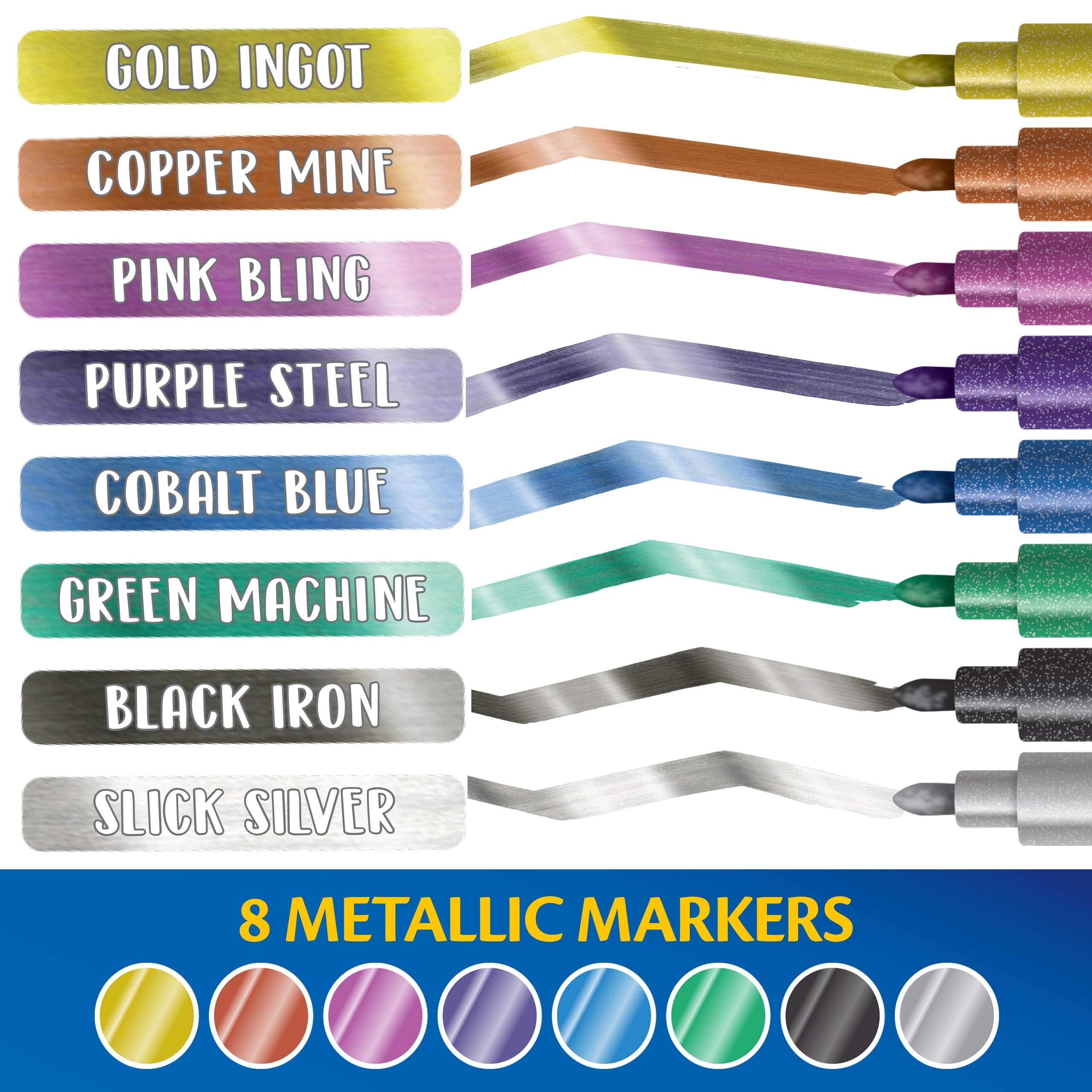 Crayola Metallic Poster Markers, Assorted Colors, Art Supplies, 8Count