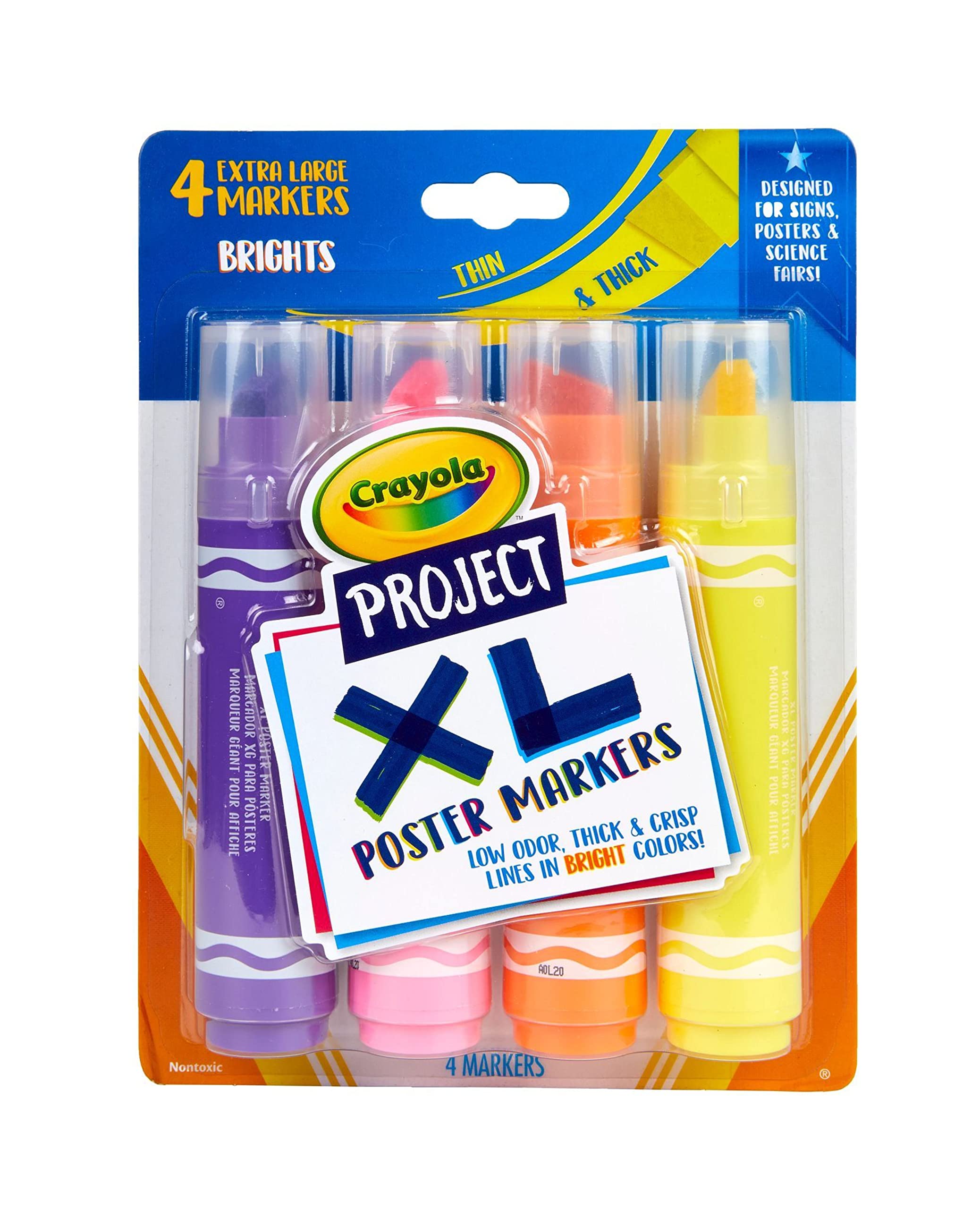 Crayola XL Poster Markers, Assorted Bright Colors