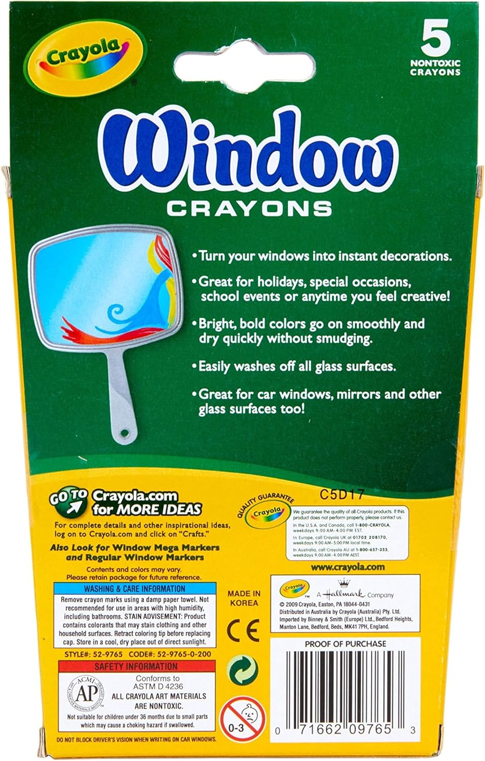 Crayola Washable Window Crayons, Glass and Window Art Supplies