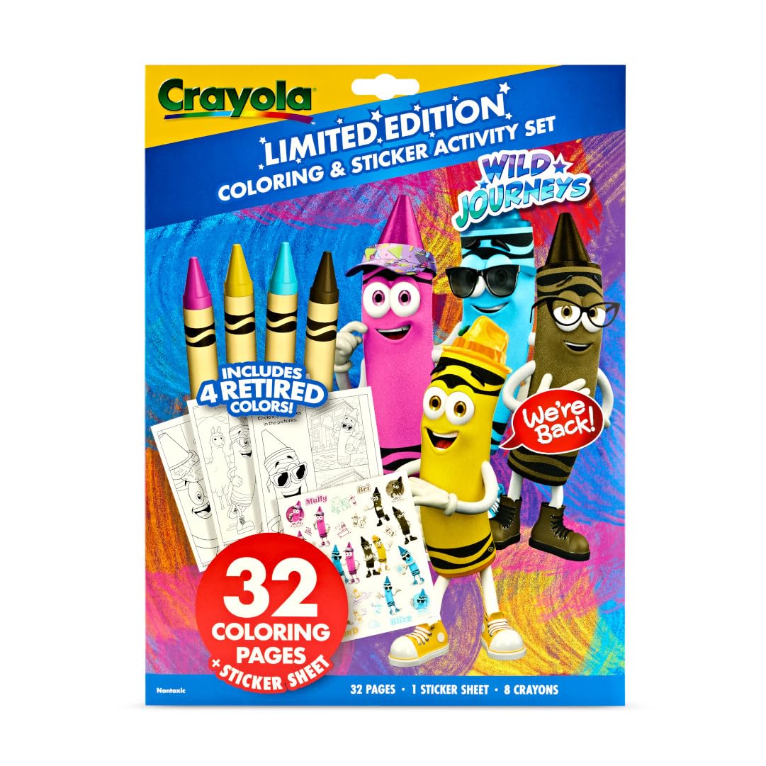 Crayola Retired Colors Coloring & Activity Set, Retired Crayons & Stickers