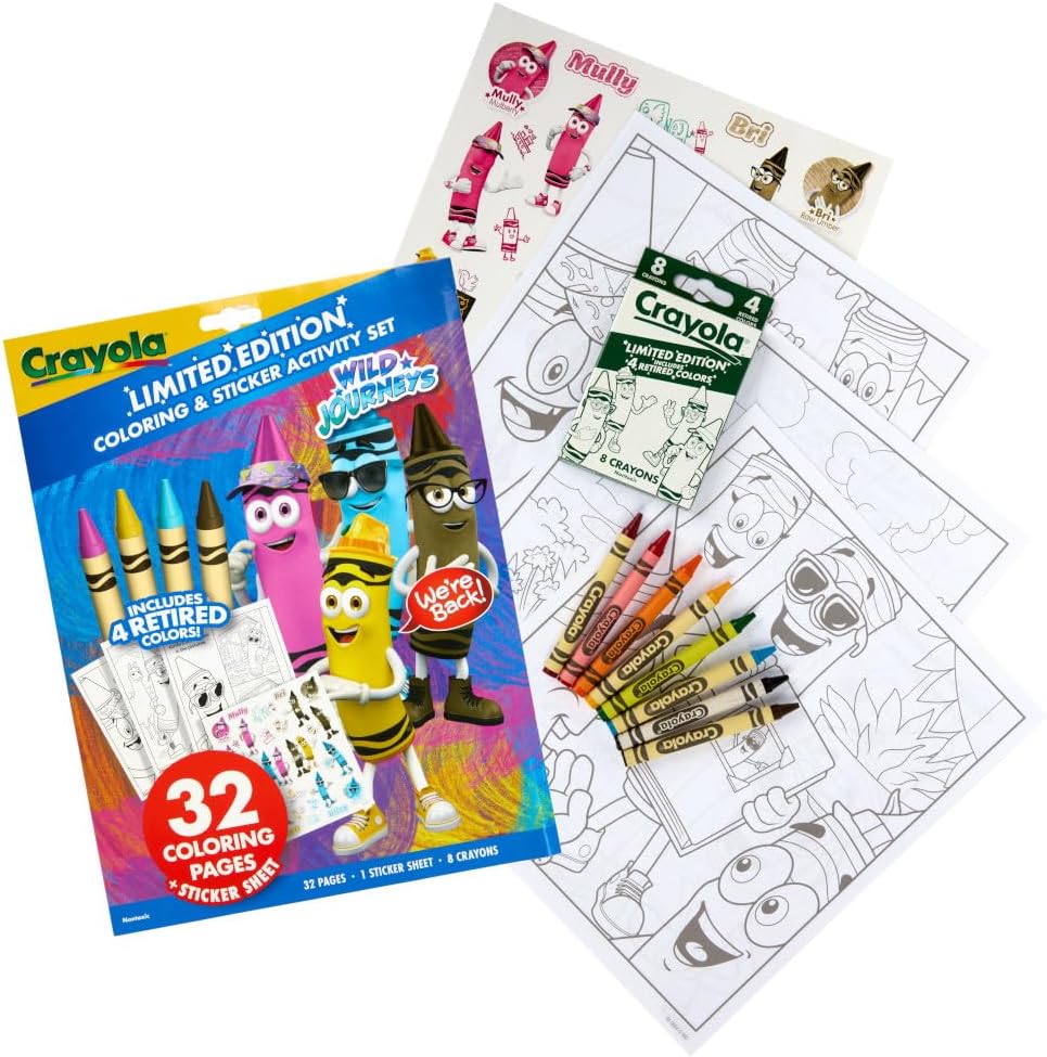 Crayola Retired Colors Coloring & Activity Set, Retired Crayons & Stickers