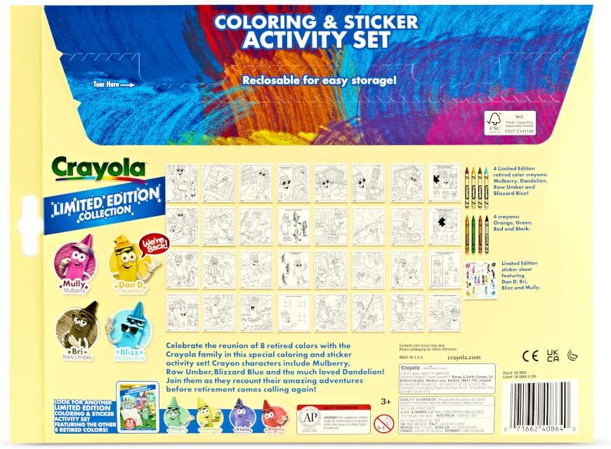 Crayola Retired Colors Coloring & Activity Set, Retired Crayons & Stickers