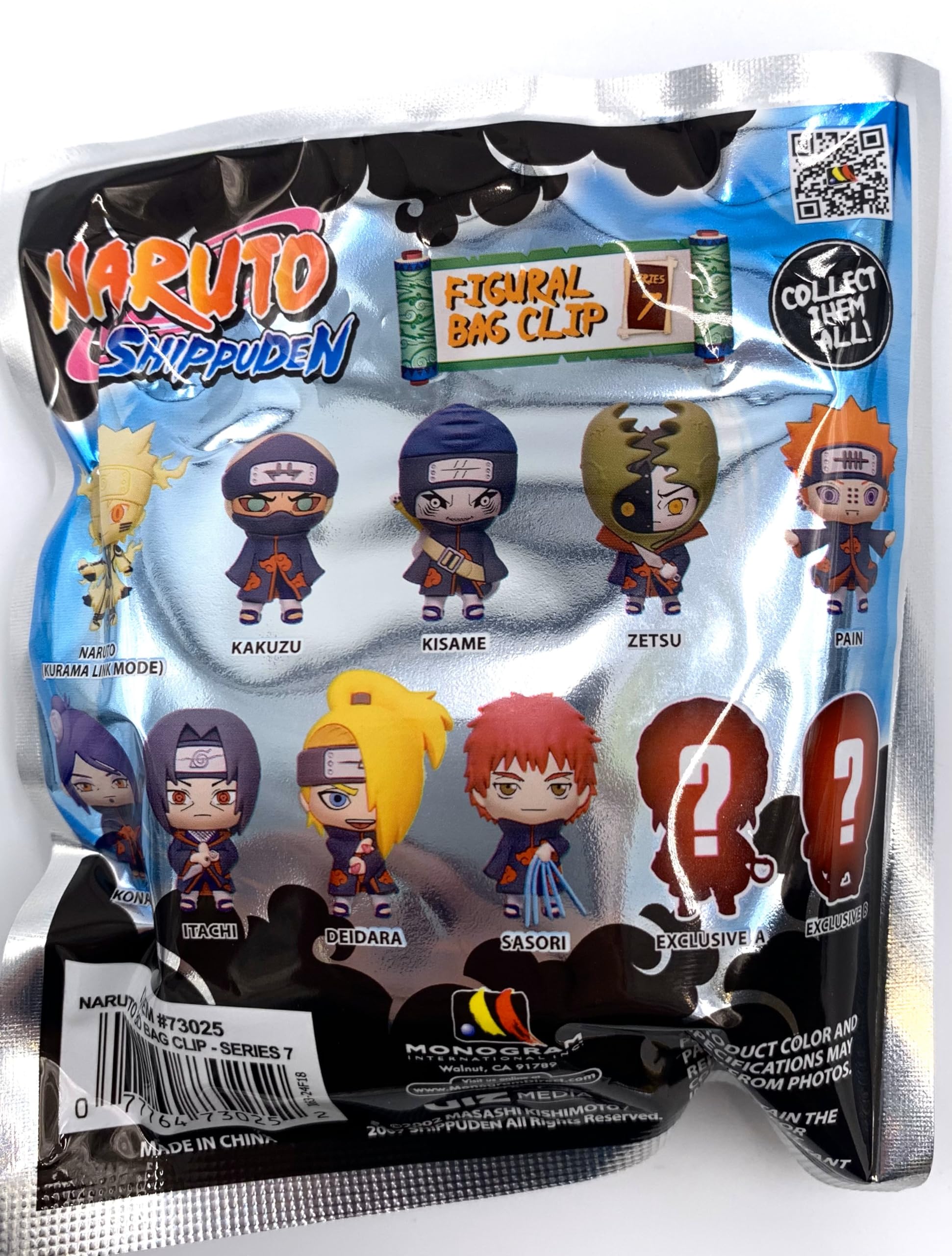 Monogram Naruto Shippuden - Series 7 Figural Bag Clip | 3D Foam Keychain in Blind Bag | ONE Random Bag per Order