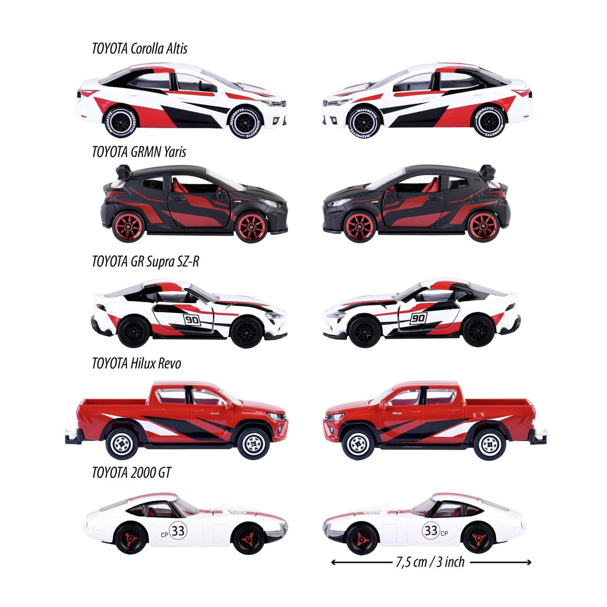Majorette Toyota Racing Toy Cars (Gift Set of 5 Cars)