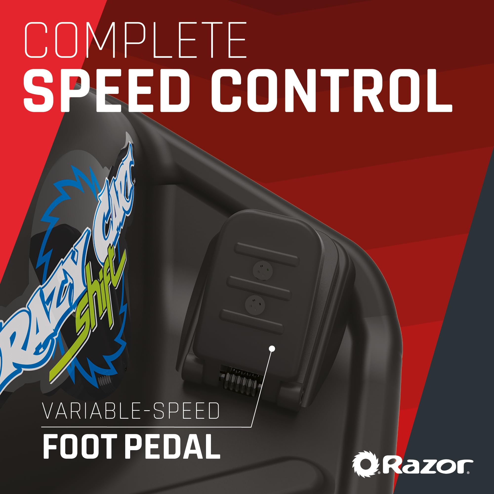 Razor Crazy Cart Shift - Electric Go Kart for Kids 6+ with 360° Auto Drift Steering, 8 mph Max Speed, Low Speed Setting & 40 Minute Ride Time, 5 Mile Range, Ride On with 12V 5Ah Battery - Black & Blue