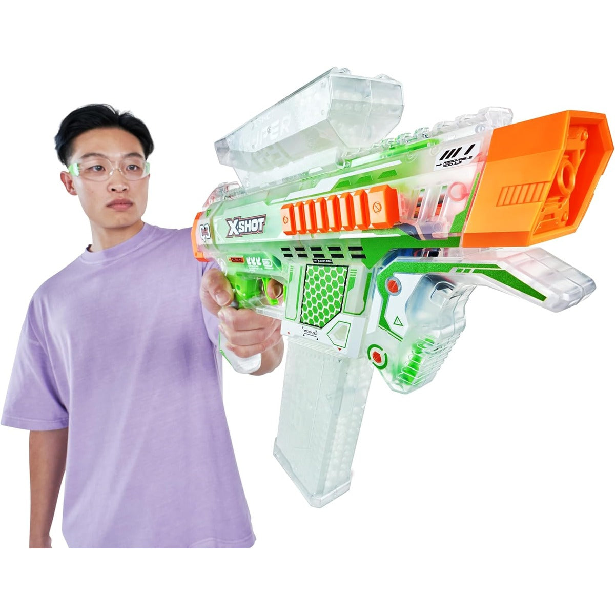 XSHOT Hyper Glow NightStrike Blaster (5,000) Pellets by ZURU, Motorized Blaster Outdoor Toy for Boys and Girls, Teens and Adults Aged 14+