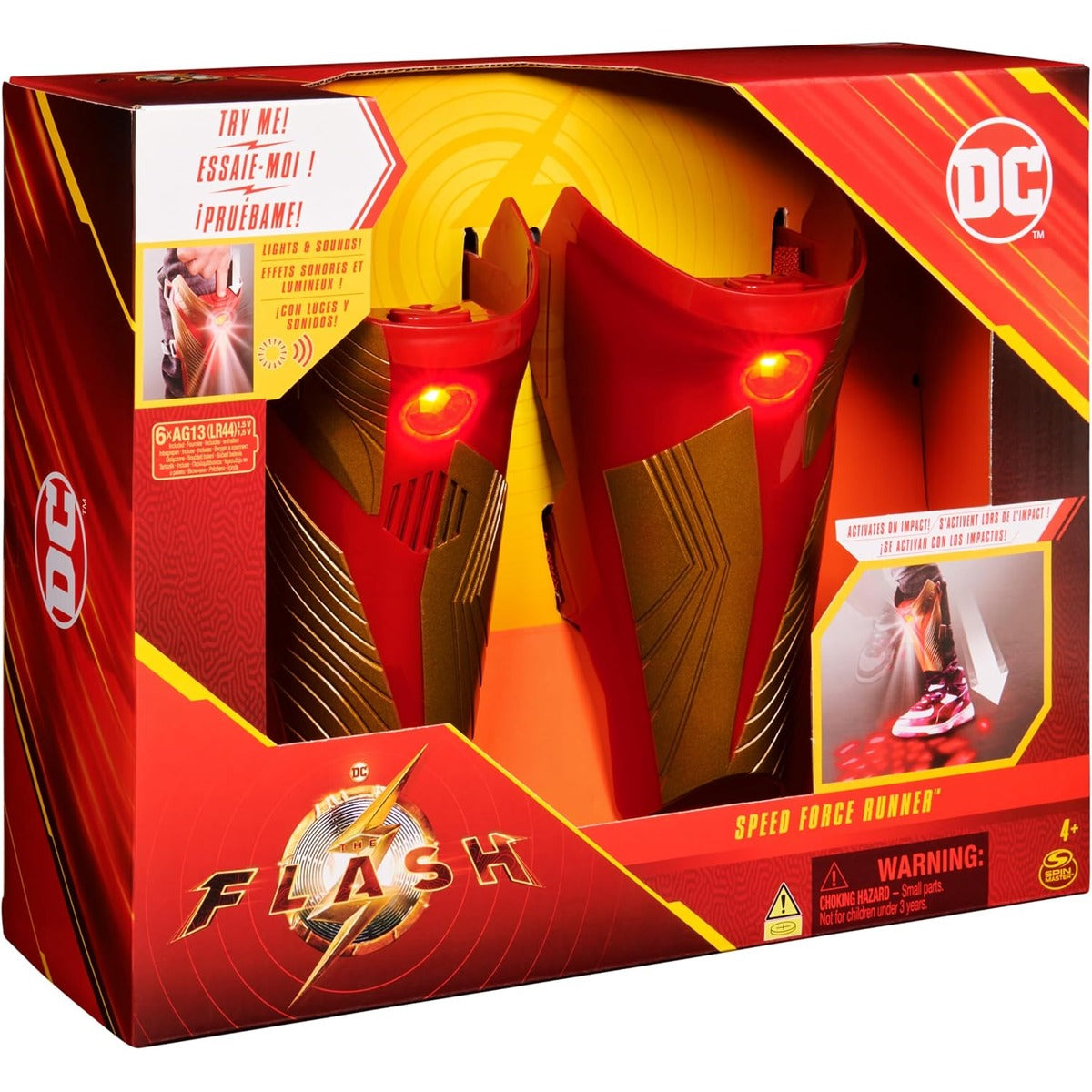DC Comics, The Flash Speed Force Runner, Shin Guards, Lights & Sounds, Role Playing Accessory by The Flash, Batteries Included, for Boys and Girls Ages 4+