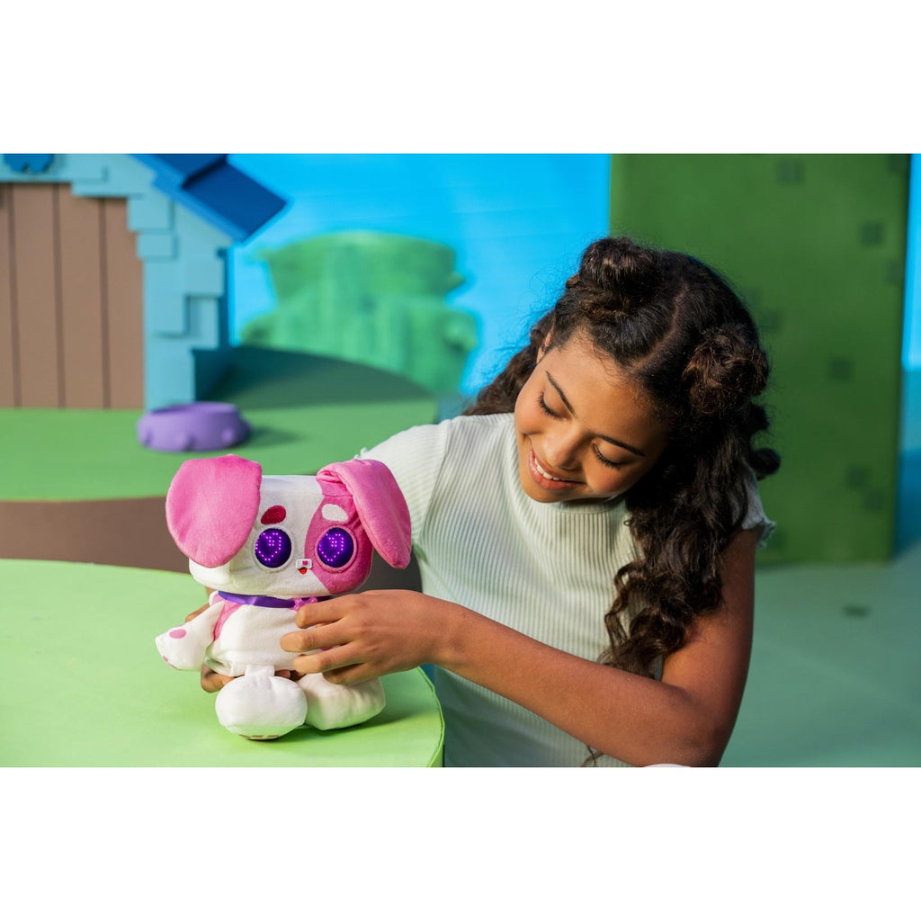 PIXEL HUGS Interactive Plush Puppy in Pink
