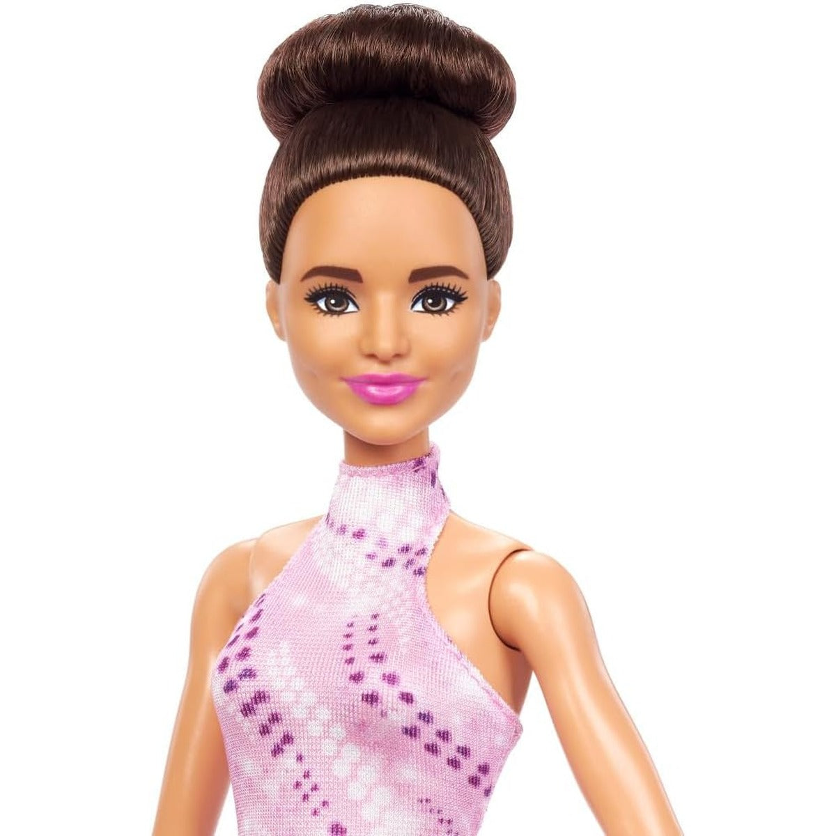 Barbie Careers Fashion Doll & Accessories, Brunette Ice Skater in Removable Pink Outfit with Ice Skates & Trophy
