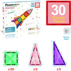 PicassoTiles 30pcs Mini Size Magnetic Tiles Sensory Magnet Toys Diamond