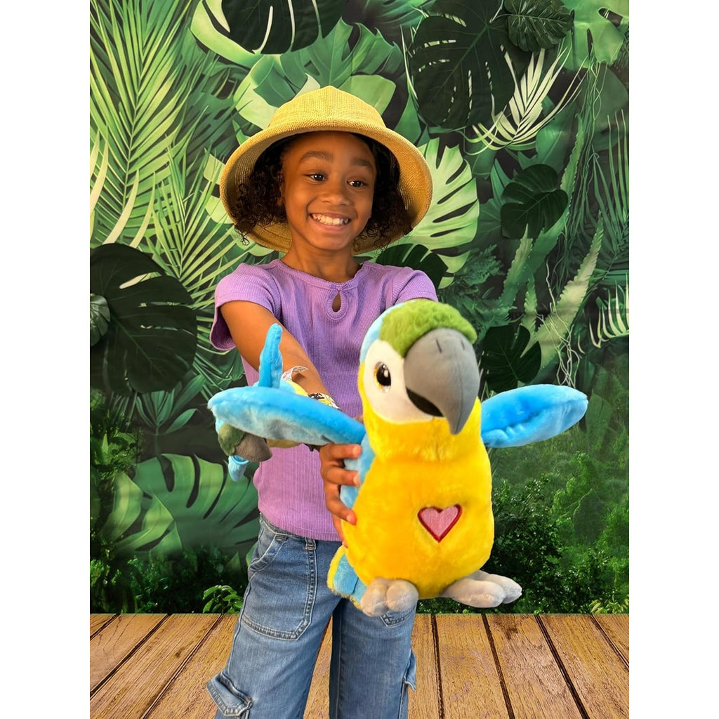 Blue Parrot - Interactive Talking Plush Bird Toy for Kids Repeats Words Sings and Flaps Wings Rechargeable Educational