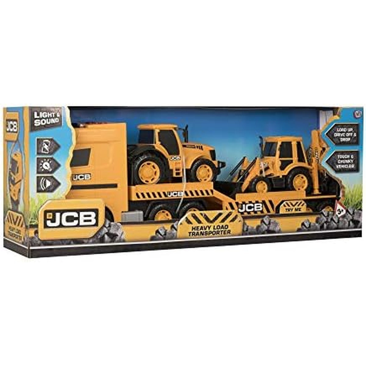HTI JCB Heavy Load Transporter and Construction Vehicle Set, Yellow/Black 24x 15x69cm 1416416
