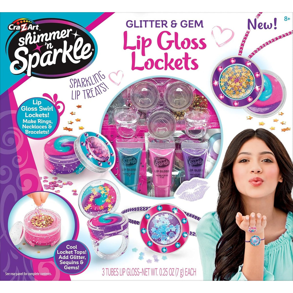 Shimmer 'n Sparkle Glitter & Gem Lip Gloss Lockets DIY Activity Set