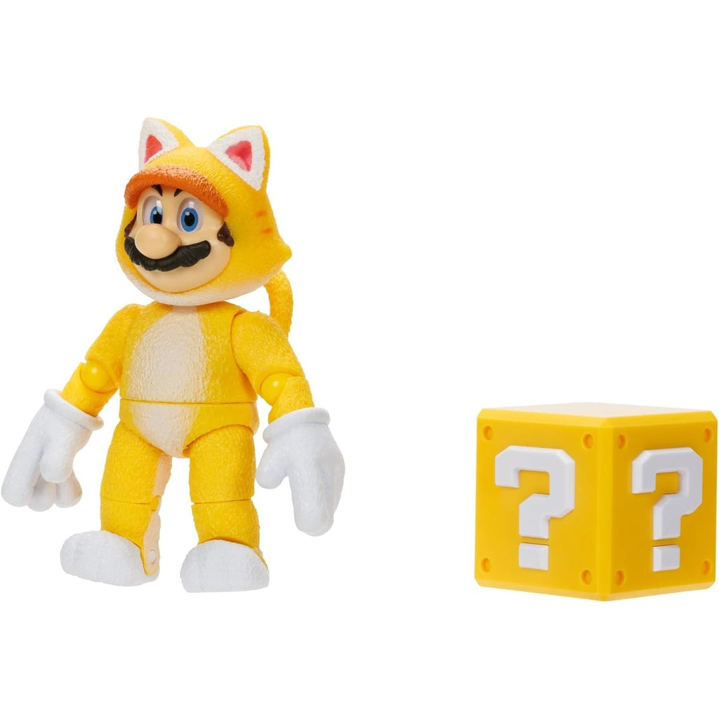 THE SUPER MARIO BROS. MOVIE 5 Inch Action Figures Series 2 Cat Mario Figure with Block