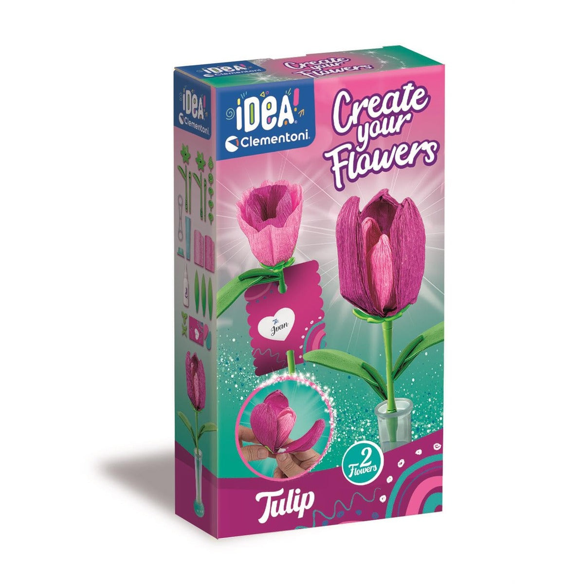 lementoni Idea - Create Your Flowers, Creative Set for Creating Flowers, Children from 8 Years, with 2 Paper Tulips to Assemble and Personalise, Gift Idea Game Made in Italy