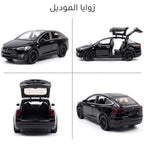1:28 Scale Electric SUV Car Model Car with Open Up Rear Doors Special Display Base Light and Sound (Black)