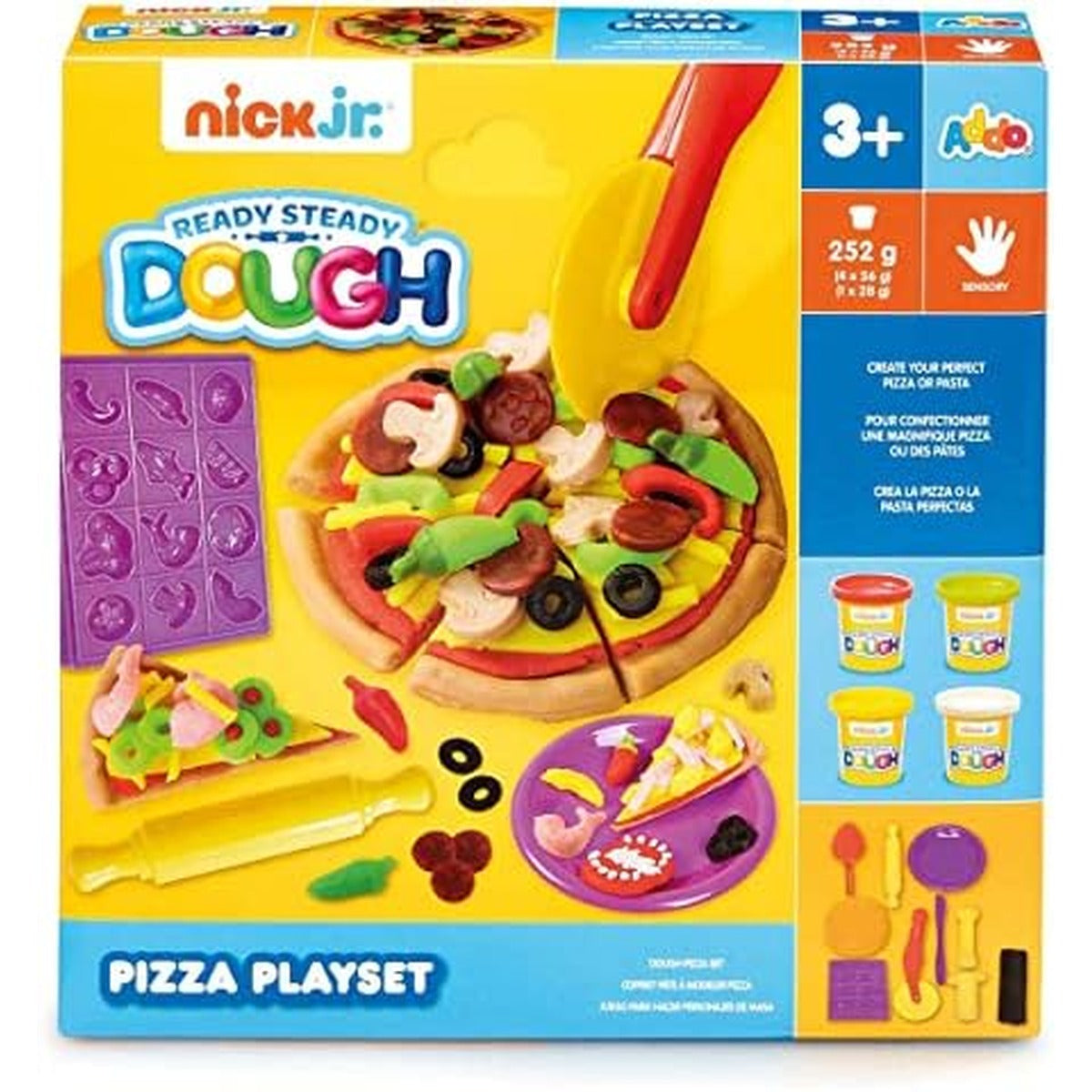 Addo Nick Junior Dough Pizza Playset 252g, Play Dough, Clay Toys, Moulding Arts & Craft, School Supply, Toys for Kids