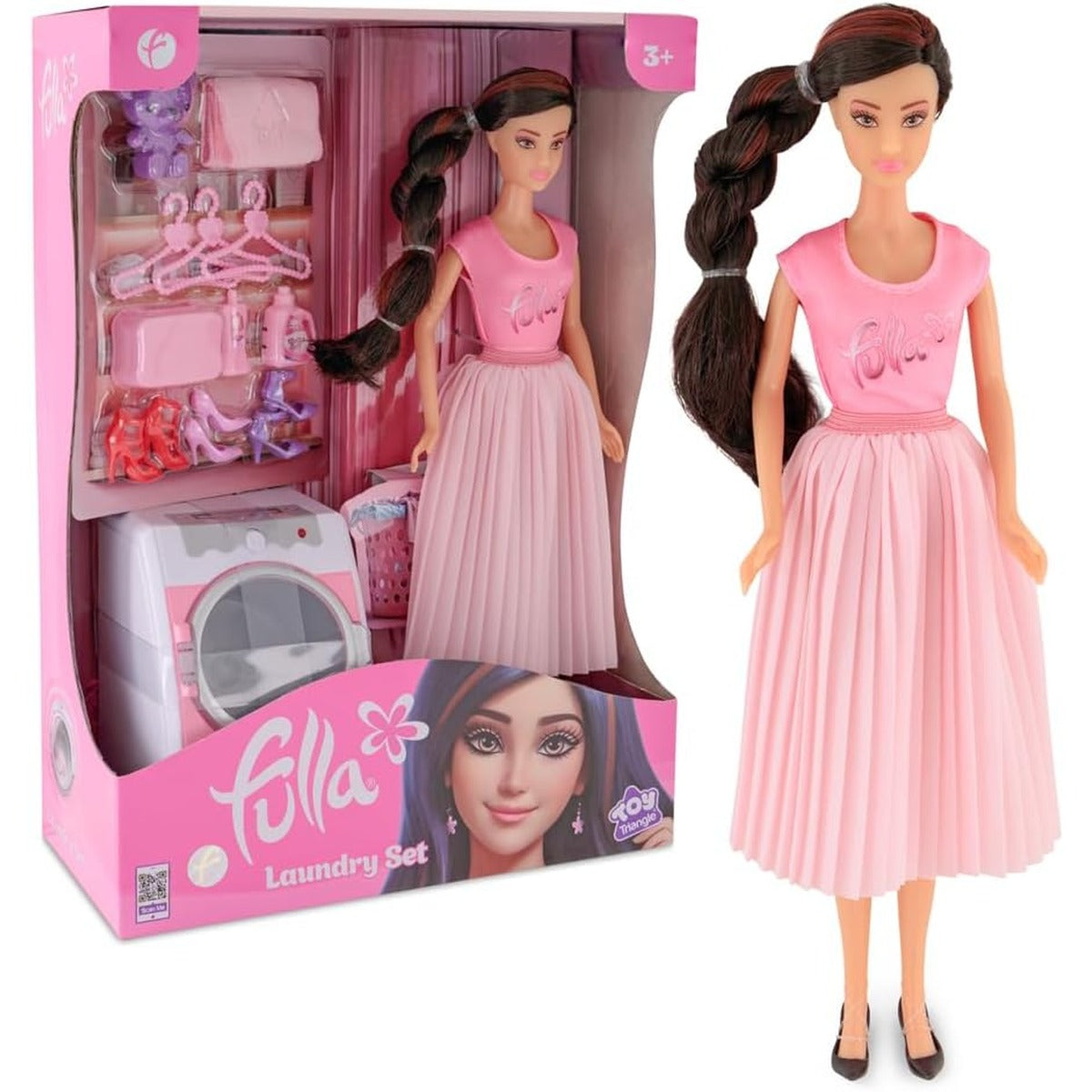 Fulla Fulla Doll with Washing Machine Set Includes Towels, Hangers Toy Bear Boxes and Shoes & Machine Features Light and toy