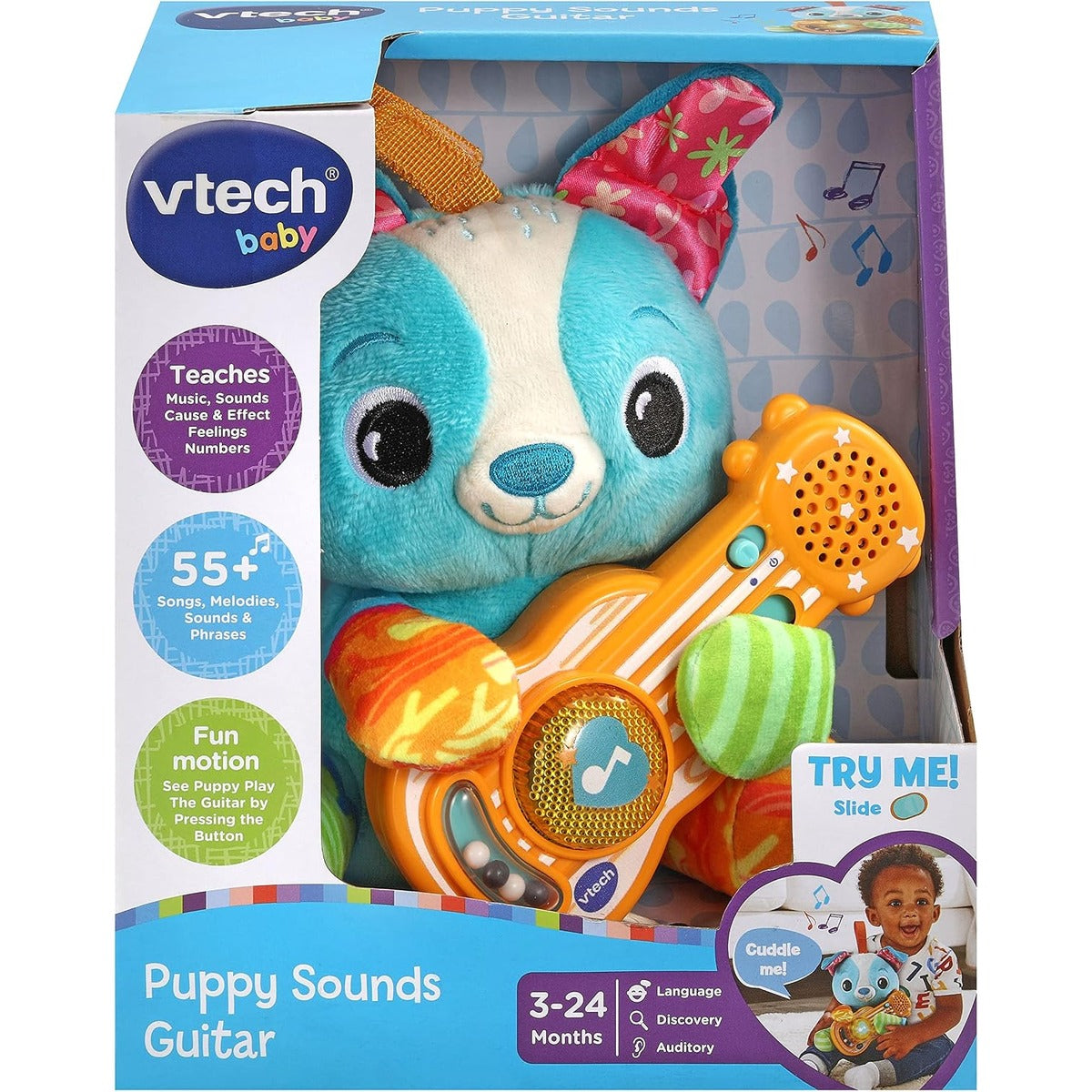 VTech Baby Puppy Sounds Guitar, Interactive Musical Toy, for Boys & Girls from 3, 6, 12, 24 + Months, English Version